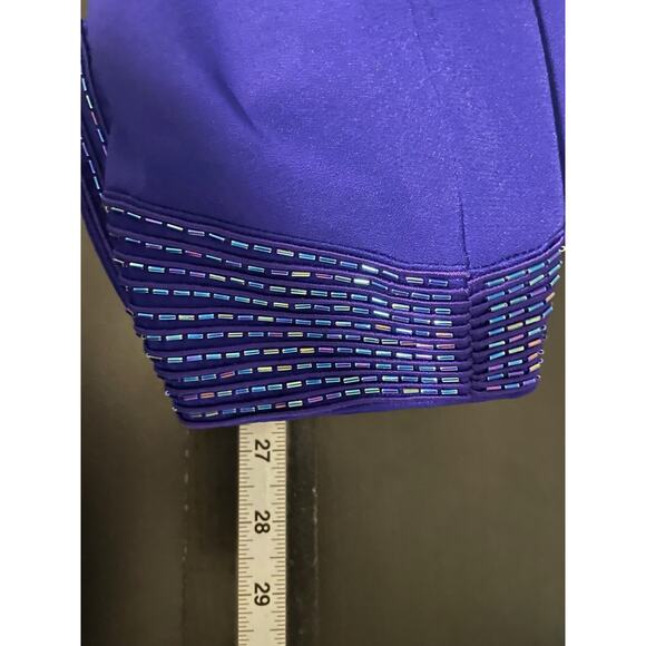 Vintage Womens Top Size 14 Blue Beaded V Neck Lined Ornate Formal Evening 90s - Picture 6 of 7